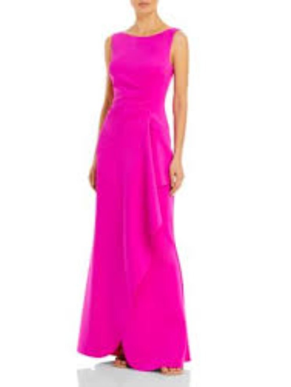 NWT Eliza J Vibrant Fuchsia Sleeveless Draped Midi Dress - Picture 2 of 7